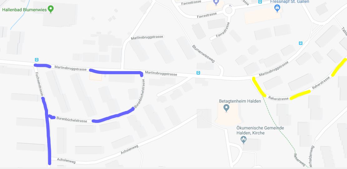 Parkplaetze blaue weisse Zone